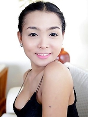 22 year old busty Thai ladyboy Samy gets naked and poses for tourist