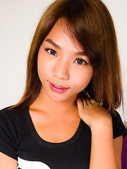 Yeen is an adorable and petite 19 year old ladyboy from Bangkok. She has an all natural body, tiny hormone tits, the cutest eyes, a small round and fi